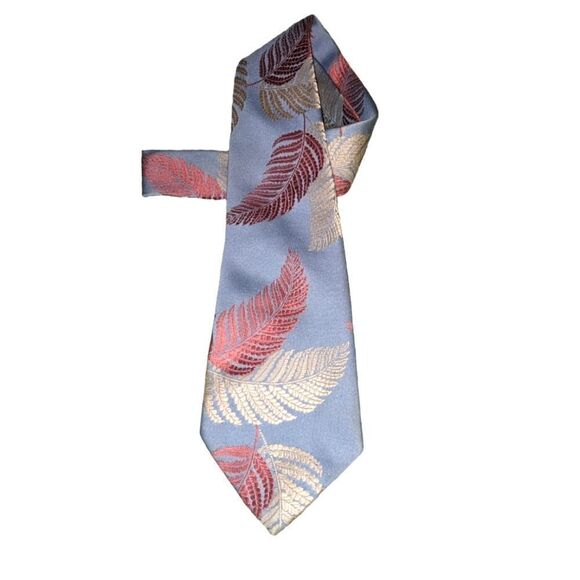 🤩 Wembley‎ vintage gray tie with leaf print 🍂 🤩 2 for $20 - Picture 1 of 7